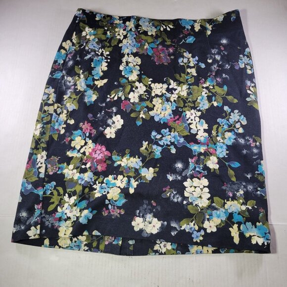 J. Jill Womens Floral Multicolor Viscose Blend Ponte Pencil Skirt Size M - Picture 1 of 7